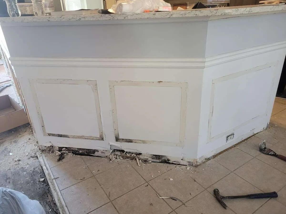 Water damage and mold on kitchen during Storm Damage Restoration in Boyes Hot Springs
